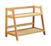 Pitycbo Multi-purpose Storage Rack with Two Levels for Displaying Coffee Cups, Ideal for Interior Design, Countertops, Living Rooms And Home Use, Bamboo Color L