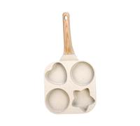 Pitycbo Nonstick Egg Skillet with 4 Round Sections for Frying Eggs Pancakes and Mini Burgers Without Sticking Suitable for Quick Family Meals and Small, White