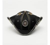 Pitycbo Pirate Hat Steampunk Tricorn Costume Accessory With Gears Compass Ornament Felt Construction Faux Leather Trim Suitable for Halloween Cosplay Stage Parties
