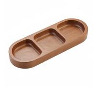 Pitycbo Sauce Dish Appetizer Plate Compartment Tray Divided Acacia Wooden Holder Stackable Construction Suitable for Family Gatherings Kitchen Dining Serving, 3-Grid