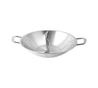 Pitycbo Stainless Steel Divided Chinese Hotpot Double Flavor Casserole with Divider Portable Handles Easy to Clean Suitable for Home, Multi, 42cm