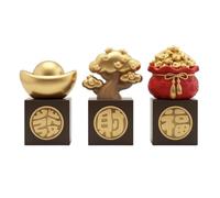 Pitycbo Three Piece Set Money Tree Decor Symbol Ornament Resin Craftsmanship Tabletop suitable for living room office cabinet, color to 9, Modern Minimalist