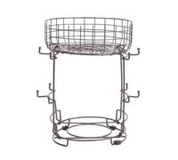 Pitycbo Two-Tier Storage Rack with Hooks Compact, Coffee Station Organizer with Hooks