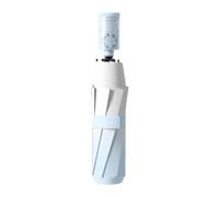 Pitycbo Umbrella Automatic Compact Umbrella Folding Travel Parasol Canopy with Built in Cooling Fan and Straight Shaft Suitable for Summer Errand, Blue