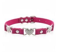Pitycbo Women Choker Heart Buckle Necklace PU Leather Adjustable Sparkling Jewelry Fashion Accessory Suitable for Parties Concerts Cosplay Daily Wear, Rose Red