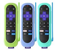 PIUAMUNKJ Silicone Case Compatible with Roku Remote Cover for Roku TV Remote Protective Silicone Sleeve Anti-Slip Case Cover (Luminous Green+Luminous Blue+Mint)