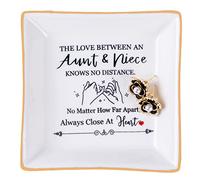Piudee Aunt Gifts from Niece - The Love Between An Aunt Niece Knows No Distance Ring Trinket Dish Jewelry Tray, Aunt Birthday Gift Aunt and Niece Gifts for Aunts Mothers Day Christmas Valentines