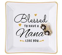 Piudee Nana Gifts, Gift for Nana Jewelry Dish -Blessed to have a nana like you Ring Trinket Dish, Nana Birthday Christmas Mother's Day Gifts, Nana Grandma Gifts from Grandkids Granddaughter