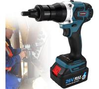 piudoiliy Cordless Rivet Gun,Portable Electric Blind Riveter Kit，Brushless Design, for Iron and Aluminum,Brushless (1Battery)