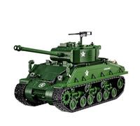 Piudwe Tank M4 Sherman Medium Military Tank Model Building Block Kit, 1682 Pieces Collector Construction Set for Military Enthusiasts Display & Collection