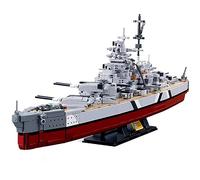 Piudwe WWII Bismarck Battleship Building Block Model, 2537 Pieces Military Warship Collectible Assembly Model