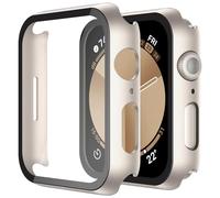 Piuellia 2 Pack Hard Case with HD Tempered Glass Screen Protector for Apple Watch SE3/SE2/SE/Series 6/Series 5/Series 4 (40mm), Anti-Scratch PC Protective Cover for iWatch, 2 Starlight