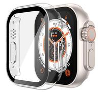 Piuellia 2 Pack Hard Case with HD Tempered Glass Screen Protector for Apple Watch Ultra 3 (2025) / Ultra 2 / Ultra 49mm, Anti-Scratch PC Protective Cover for iWatch, 1 Starlight + 1 Transparent