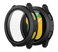 Piuellia 2-Pack Hard PC Protective Case with Tempered Glass Compatible with Samsung Galaxy Watch 5 Galaxy Watch 4 40mm, All Around Cover with Screen Protector for Galaxy Watch5/4, Black