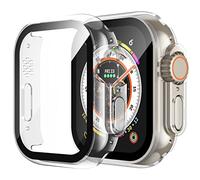Piuellia 2-Pack Hard Protective Case with Tempered Glass Compatible with Apple Watch Ultra 2 (2023)/Ultra 49mm, Anti-Scratch All Around Ultra-Thin Cover with Screen Protector for iWatch, Transparent