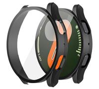 Piuellia 2-Pack Hard Protective Case Screen Protector Case Compatible with Samsung Galaxy Watch 7 40mm, Rugged PC Anti-Drop Overall Protective Cover with Tempered Glass for Galaxy Watch7, Black