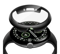 Piuellia 2 Pack PC Case with Screen Protector for Google Pixel Watch 4 45mm, Lightweight Touch Sensitive HD Tempered Glass Protective Cover for Pixel Watch4, Black