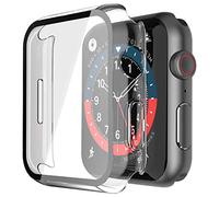 Piuellia 2 Pack Transparent Hard Case with Tempered Glass Screen Protector Compatible for Apple Watch Series 9 Series 8 Series 7 45mm, Ultra-Thin Shockproof Overall Protective Cover for iWatch