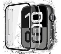 Piuellia 2-Pack Transparent Waterproof Screen Protector Case with Tempered Glass for Apple Watch Series 10 (Released in 2024) 46mm, Hard PC Ultra-Thin Anti-Fall Protective Cover for iWatch