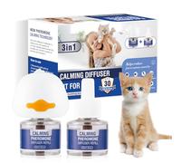Piuess Cat Calming Socket 3 in 1 for Cat Calming Diffuser Cat Anti Stress Soothing Pheromone Soothing Diffuser Set Tasteless (1 Plug + 2 Refill Packs of 48 ml)