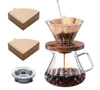 PIUFAM Pour Over Coffee Maker, 20 oz Borosilicate Glass Pour Over Coffee Dripper with 200pcs Paper Cone Coffeé Filters for Home Office Camping, Gifts for Women Men
