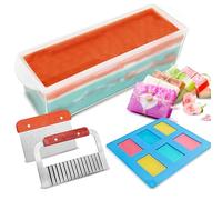 PIUH 2 PCS Transparent Soap Loaf Molds Silicone with Cutters, 42 oz Upgraded Visual Silicone Soap Molds Supplies Kit with Wavy & Straight Scrapers and Rectangle Soap Mold for Adults DIY Handmade Soap