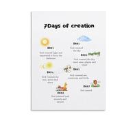 PIUHRKLEVD 7 Days of Creation Biblical Poster Christian Scripture Wall-Art Canvas Painting for Nursery Bedroom and Church Decor(Unframed,16x24inch(40x60cm))