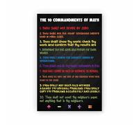 PIUHRKLEVD Bulletin Board Math Posters The 10 Commandments of Math for Elementary Middle High School Classroom Decor Teacher Gift(Framed,08x12inch(20x30cm))