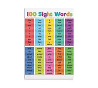 PIUHRKLEVD Colorful 100 Sight Words Chart Poster for Classroom, Teacher Supplies Educational Wall-Art, Decorative Metal Tin Sign for Room Aesthetic(Unframed,08X12inch(20X30cm))