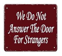 PIUHRKLEVD Farmhouse Funny Warning Sign Door Closed To Strangers Metal Tin Plaque Rustic Wall Decor for Entryway Living Room Patio 8 X 12 in