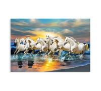 PIUHRKLEVD Galloping Horses Wall-Art - Seven Lucky Running Wild for Bedroom, Office, Man Cave Decor(Unframed,16x24inch(40x60cm))
