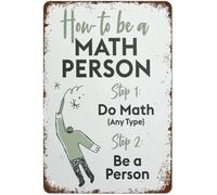 PIUHRKLEVD How to Be a Math Person Tin Sign Funny Classroom Decor 8 X 12 in