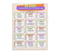 PIUHRKLEVD Industrial Gym Poster Metal Sign Calisthenics Workout Plan Bodyweight Exercises Chart for Building Strength at Home (8 X 12 inch)