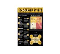 PIUHRKLEVD Management Styles Chart Educational Business Poster Leadership Guide Wall-Art for Office Decor or Professional Gift(Unframed,16x24inch(40x60cm))