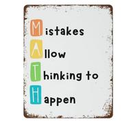 PIUHRKLEVD Rustic Metal Sign Mistakes Are Proof You Are Trying Inspirational Math Plaque For Office Cubicle Desk Shelf 8 X 12 inch