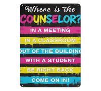PIUHRKLEVD School Counselor Office Sign Where is The Metal Tin Plaque with Moveable Indicator for Door Wall Classroom Room Decor 8 X 12 Inch