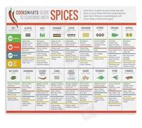 PIUHRKLEVD Seasoning Chart Metal Sign with Herb and Spice Guide Uses Educational Kitchen Poster for Restaurant Culinary School 8 X 12 in