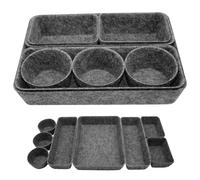 Piuluvor® Drawer Organiser Set, 8 Pieces Drawer Organiser Felt Dark Grey Felt Organiser for Desk, Bedroom, Bathroom, Kitchen (Dark Grey)