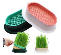 Piuluvor® Pack of 2 Germination Trays Cat Grass Seeds Plant Bowls Plastic Germination Trays Hydroponics Seed Sprouter for Garden Home Office