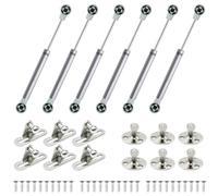 Piuluvor Pack of 6 Hydraulic Gas Spring 200 N/20 kg Flap Fitting Gas Pressure Damper Gas Struts with Screws Fasteners, Shock Absorber Kitchen Cabinet, Gas Spring Soft Close Hinges