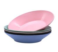 Piuluvor Set of 5 Soup Bowls, Plastic Plates, Dinner Plates, Colourful, Lightweight, Camping, Pasta, Reusable, 23 x 4.5 cm, Pasta Plate, Deep for Salad, Pasta
