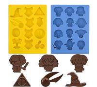 PIUMOJ Harry Silicone Moulds, Potter Silicone Baking Mould, Non-Stick Silicone Moulds for Cake Decoration, Sweets, Pack of 2