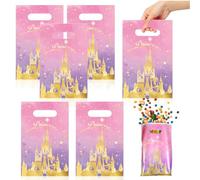 PIUMOJ Princess Birthday Gift Bags, 80 Pieces Candy Bags Princesses Castle, Gift Bag for Children's Birthday Christmas Parties