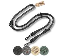 PiuPet 2m Adjustable Dog Leash - Robust 3-Position Training Lead, Black