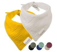PiuPet 2x Dog Bandana Set - Stylish Muslin Scarf Accessories - Yellow/Grey