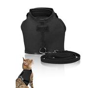 PiuPet® Cat Harness and lead set I 1,2m cat lead I Cat harness escape-proof I Robust Cat Collars | Cat Leash | Cat Harnesses | Cat Harness Escape Proof | Kitten Harness and Lead Set I Size M I Black