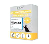 PiuPet® Cat Net Reinforced Wire, 4 x 3 m, Green, Mounting Set Included, Cat Net for Balcony, Cat Grid Window, Cat Window Protection