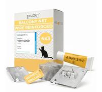PiuPet® Cat Safety Net Complete Set (No Drilling Required) 4x3m (Green) - Wire-Reinforced, Includes Adhesive Hooks & Mounting Adhesive for Balconies & Windows