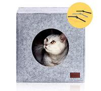 PiuPet® Cozy Cat House for IKEA® Shelves I Indoor Cat Bed & Cave with Cushion in Grey