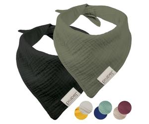 PiuPet® Dog Bandanas - Set of 2 for Small Dogs | Black/Green (S) 58x40x40cm